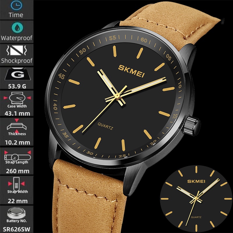 Suede Strap Watch - Skmei oryginalne markowe zegarki kwarcowe dla